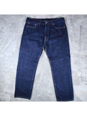 Levis 505 38x30 Regular Fit Jeans Straight Leg Dark Wash Classic Work Casual Zip